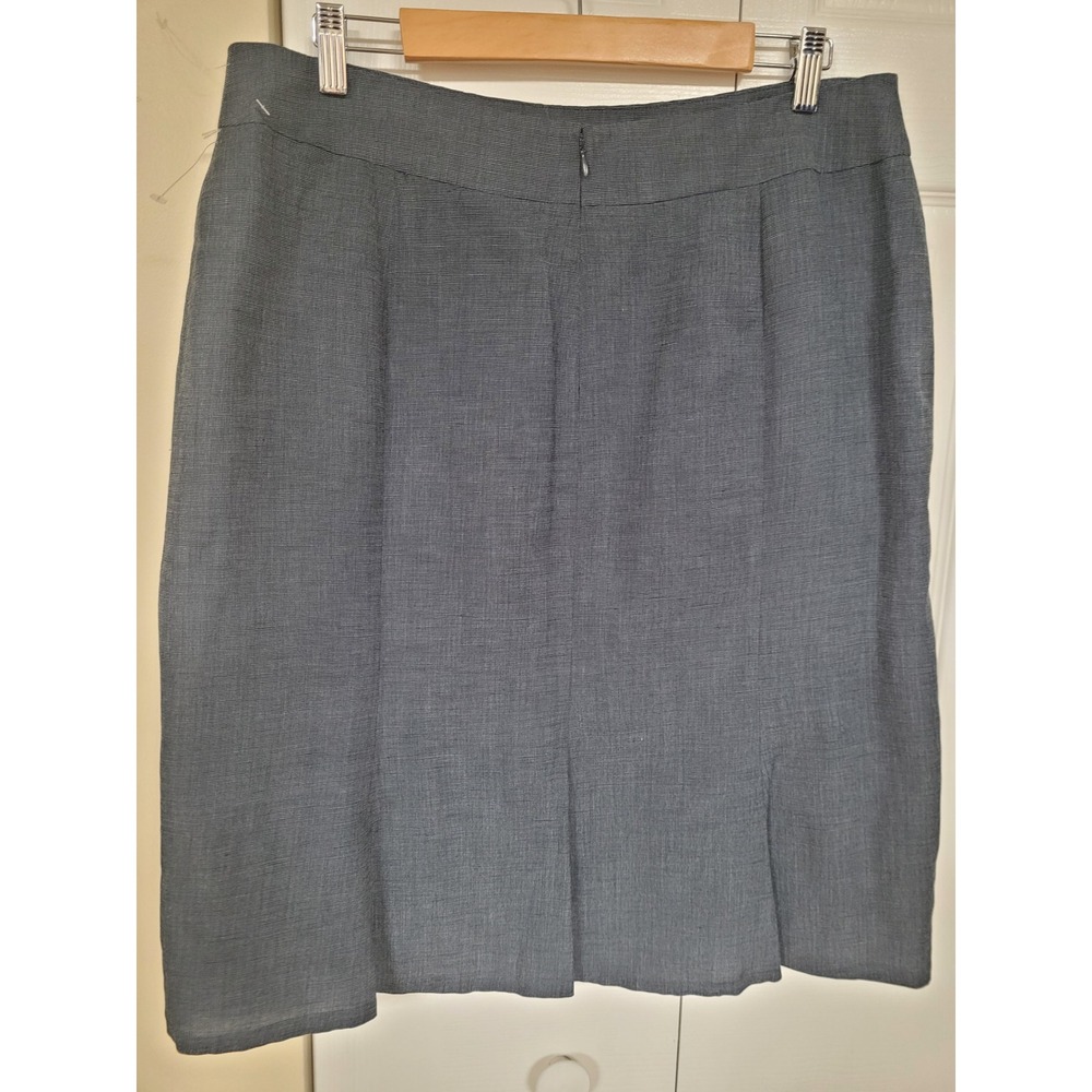 Kasper Women Blue Linen Blend Pencil Skirt 3 Pleats Professional Career Size‎ 14 - Picture 4 of 7